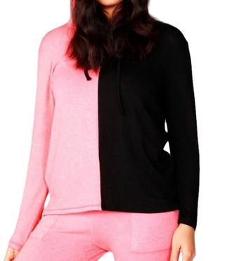 French Kyss Color Block Hoodie In Black/coral