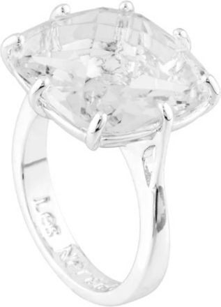 Les N&eacute;r&eacute;ides La Diamantine Silver Square Crystal Stone Solitaire Ring, Size 52