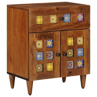 vidaXL Armario De Noche Marr&oacute;n 50 X 33 X 60 Cm Madera De Mango Maciza Vidaxl