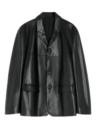 Christophe Lemaire Giacca monopetto sartoriale in pelle - Nero