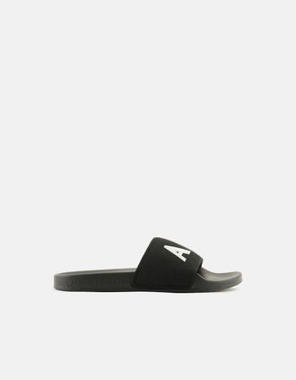 A|X Armani Exchange Mens Armani Exchange Mens A|X Logo Sliders - Black/Optical White S277 - Black Optical White - Size: 10