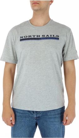 North Sails Grijze Katoenen Korte Mouw Tee - Heren - T-shirts - Grijs - XL - Katoen - Tops
