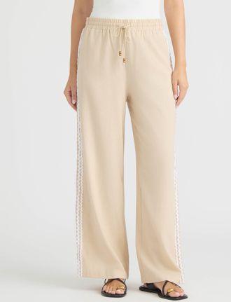 Ellen Tracy Womens Wide Leg Pant with Ric Rac Detail
