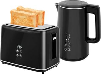 HOMCOM Homcom - 1.5L 3000W Fast Boil Electric Kettle and 2 Slice Toaster Set, Black