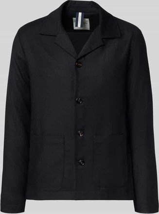 Profuomo Regular Fit Hemdjacke aus Schurwolle mit Reverskragen in Marine, Gr&ouml;&szlig;e XL