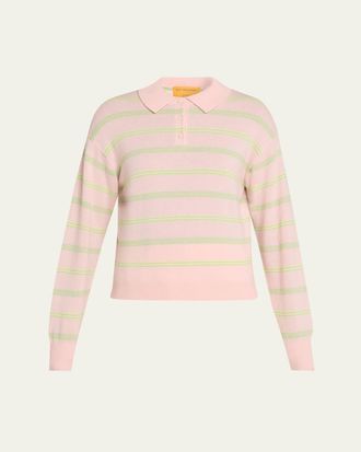 Guest In Residence Collegiate Striped Cashmere Polo