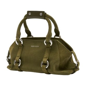 Alexander McQueen Womens Farringdon Top Handle Bag Green Calfskin