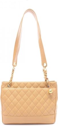Chanel Beige Grained Calfskin Handbag Tote Bag (Pre-Owned)