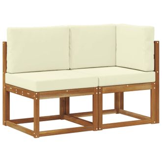 vidaXL Sof&aacute; De Esquina Y Centro Para Exterior 2 Pieza Natural Y Crema Vidaxl