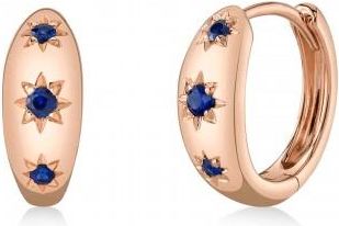 Allurez Blue Sapphire Star Huggie Earrings 14K Rose Gold (0.12ct)
