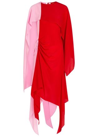 J.W.Anderson Cape Draped Silk-chiffon Midi Dress - Red - 10 (UK10 / S)
