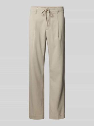 Selected Regular Tapered Fit Bundfaltenhose mit Tunnelzug Modell LEROY in Beige, Größe S