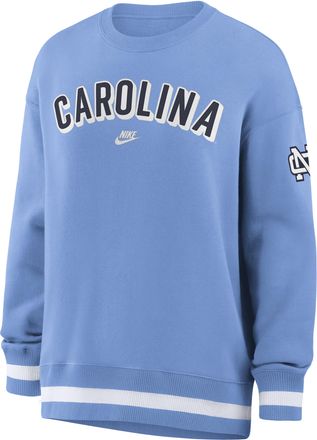 Nike North Carolina Legacy Phoenix Nike Womens College Oversized Pullover Crew in Blue | 040H19NPNCV-CGZ