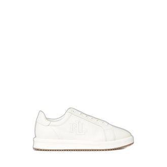Ralph Lauren Ainsley Leren Sneaker - Heren - Schoenen - Wit - Maat: 39 EU Zijde