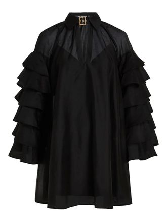 Karl Lagerfeld ruffled buckle mini dress - women - TENCEL/Polyester - 38 - Black