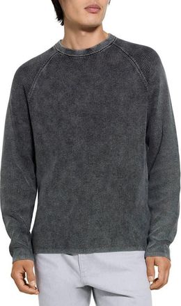 Theory Washed Crewneck in Cotton Sweater in Washed Black at Nordstrom, Size Medium
