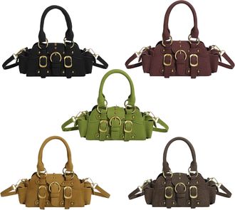 Generic Shoulder Bag PU Leather Crossbody Bag Punk Styles Handbag for Women (Black)