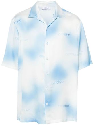 Off-white Bowlingshirt met kleurverloop - Blauw