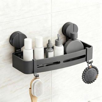 No Brand Estante De Ducha Con Ventosas - Organizador De Ba&ntilde;o Sin Taladrar - Aluminio Inoxidable - 28 Cm De Ancho