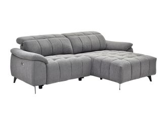 Vente-Unique Sof&aacute; rinconera derecha relax el&eacute;ctrico en tela texturizada gris CELTIMO