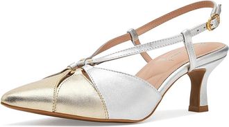 Johnston & Murphy Lindsey Ring Slingback Womens Wedge Shoes Gold : 6.5 M, Leather/Synthetic