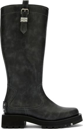 Ganni studs knee-high boots - women - Recycled Leather/TENCEL Lyocell (LENZING)/Polyurethane/Leather/Rubber - 40 - Grey