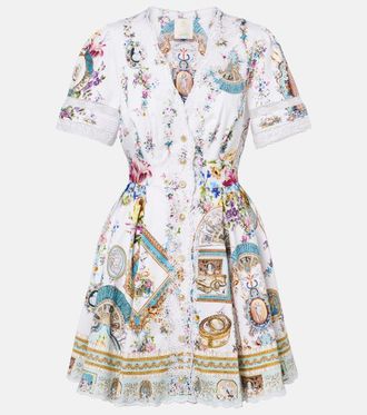 Camilla Embellished printed cotton minidress
