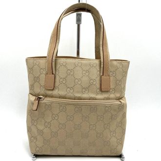 Gucci Gg Canvas Beige Gg Canvas Handbag Tote Bag (Pre-Owned)