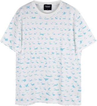 Christopher Raeburn Blue & white Aircraft print T-shirt Size M