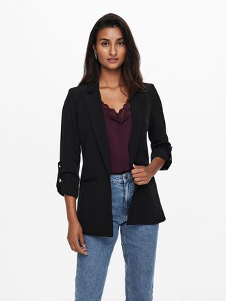 Only Kurzblazer ONLY ONLKAYLE-ORLEEN 3/4 BLAZER TLR NOOS, Damen, Gr. 34XS, schwarz, Web, Obermaterial: 92% Polyester, 8% Elasthan, unifarben, regular fit n