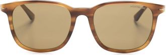 Montblanc rectangle-frame sunglasses - men - Acetate - 52 - Brown
