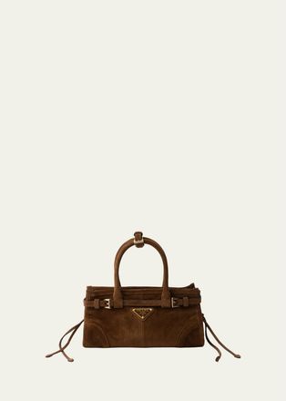 Prada Bonnie Belted Suede Top-Handle Bag