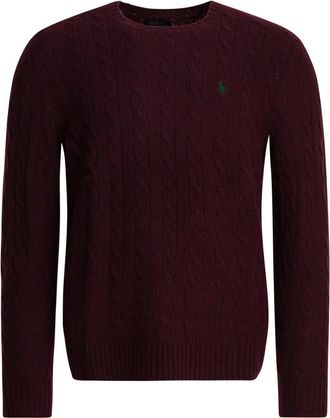 Polo Ralph Lauren Bordeaux Gebreide Kleding Aw 25 - Heren - Ronde hals truien - Rood - 2XL - Wol - Truien & Vesten