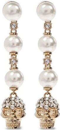 Alexander McQueen Golden Crystal Skull Drop Earings