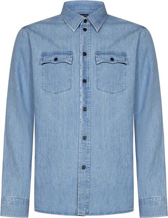 Tom Ford Tailored Blue Shirt With Chest Patch Pockets
