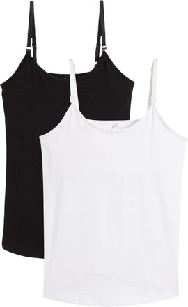 Bonprix Stilltop BONPRIX Umstands- und Stilltops aus Baumwolle (2er-Pack), Damen, Gr. 52/54 (XXL), schwarz (schwarz, wei&szlig;), Obermaterial: 95% Baumwolle, 5% El