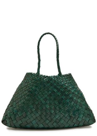 Dragon Diffusion Santa Croce Big Woven Leather Tote bag - Dark Green - One Size