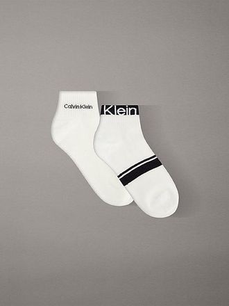 Calvin Klein 2 Pack Cotton Logo Stripe Ankle Socks