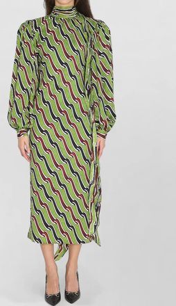 Gucci silk midi dress high neck bow