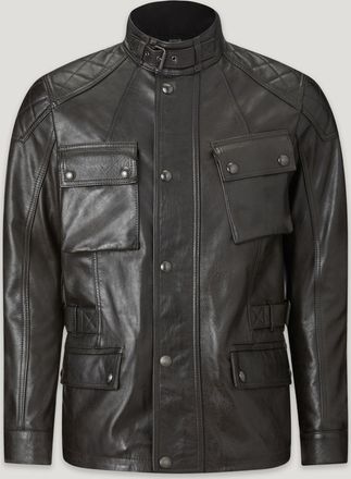Belstaff Turner Motorcycle Jacket Mens Hand Waxed Leather Antique Black Size 2XL