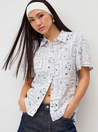 Twik Womens Patterned linen-blend shirt