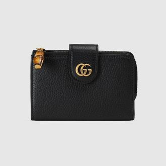 Gucci Medium Double G Wallet With Bamboo, Black, Leather