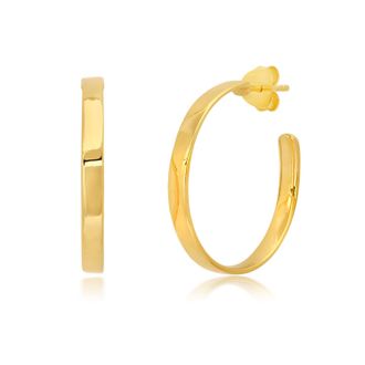 MAX + STONE 18K Yellow Gold Over Sterling Silver Vermeil High Polish Curved Hoops