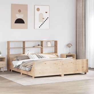 vidaXL Cama Con Estanter&iacute;a Sin Colch&oacute;n Madera Maciza 180x200 Cm Vidaxl