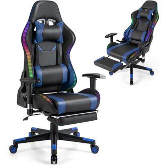Costway Costway - Sedia da Ufficio Ergonomica per Computer con Altezza Regolabile, Sedia da Gaming con Luci rgb led, Schienale e Braccioli Regolabili