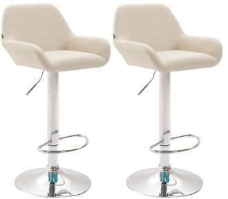 Clp Clp - Set 2 Taburetes De Bar Braga En Cuero Pu Crema Cromado