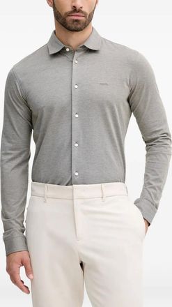 BOSS embroidered-logo shirt - men - Cotton - S - Green