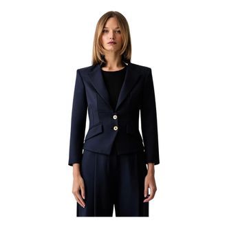 Elisabetta Franchi Dames, Jassen, Blauw, Maat: S Gabardine