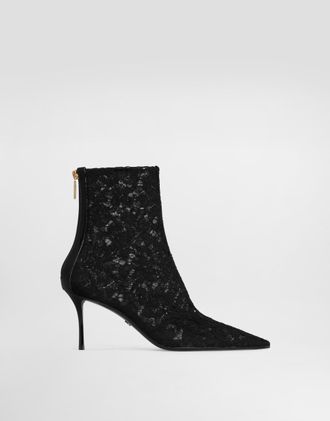 Dolce & Gabbana Ankle Boots In Lace - Woman Boots And Booties Black 37.5