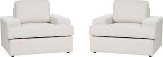 Beliani Beliani - Set of 2 Classic Armchairs Upholstered Polyester Fabric Cushioned Backrest Thickly Padded Light Beige Alla